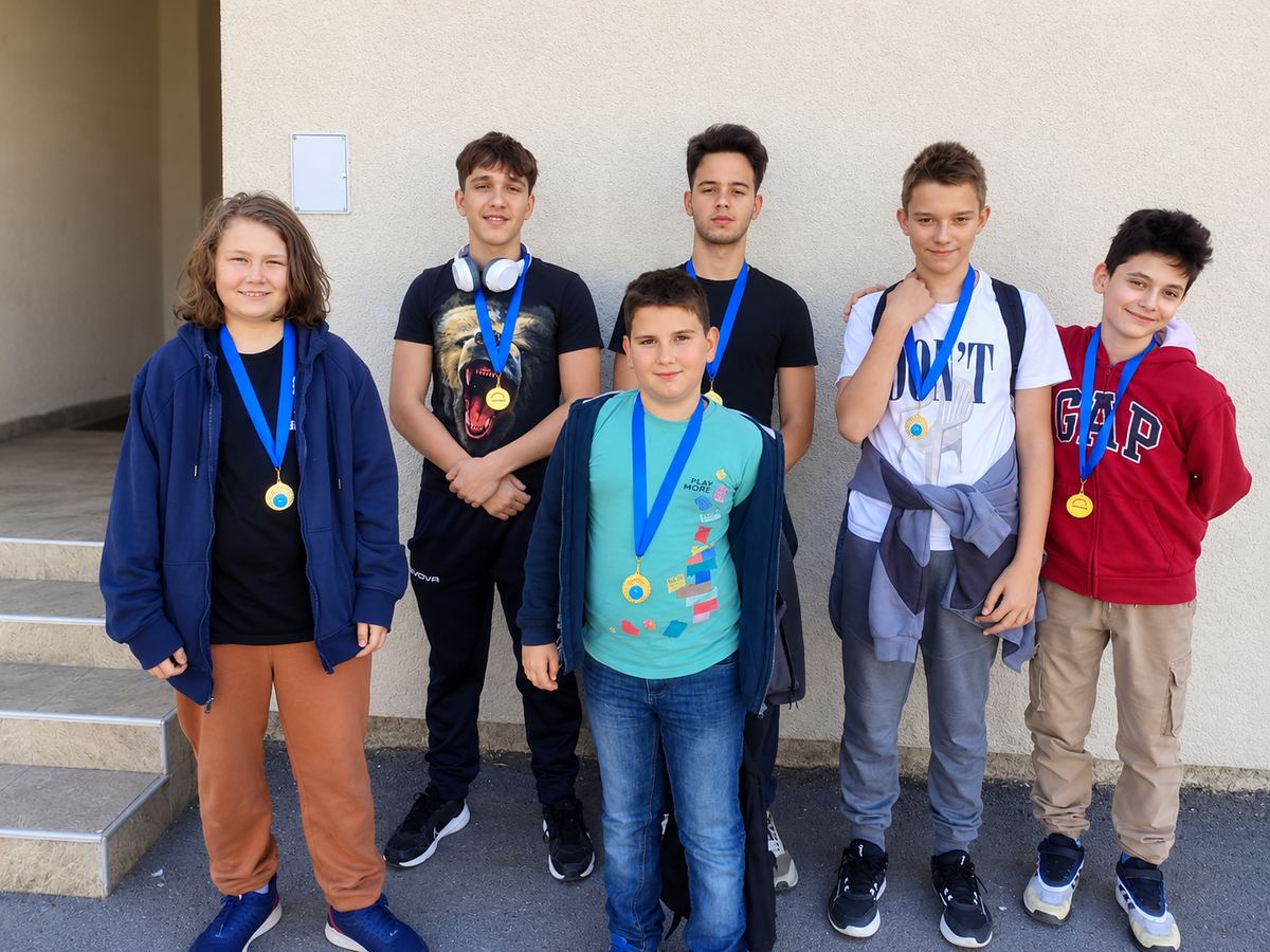 Mladi članovi Šah kluba Bela Crkva sa medaljama
